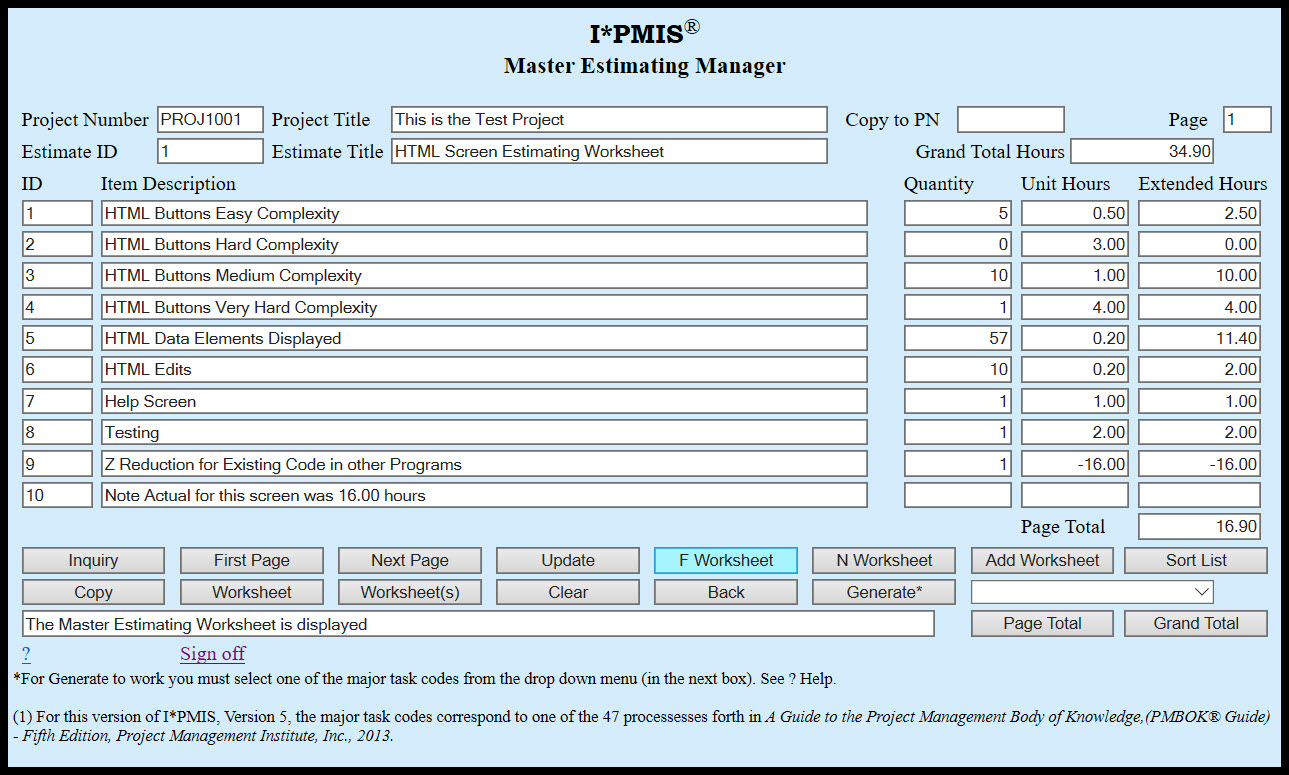 Estimating Manager