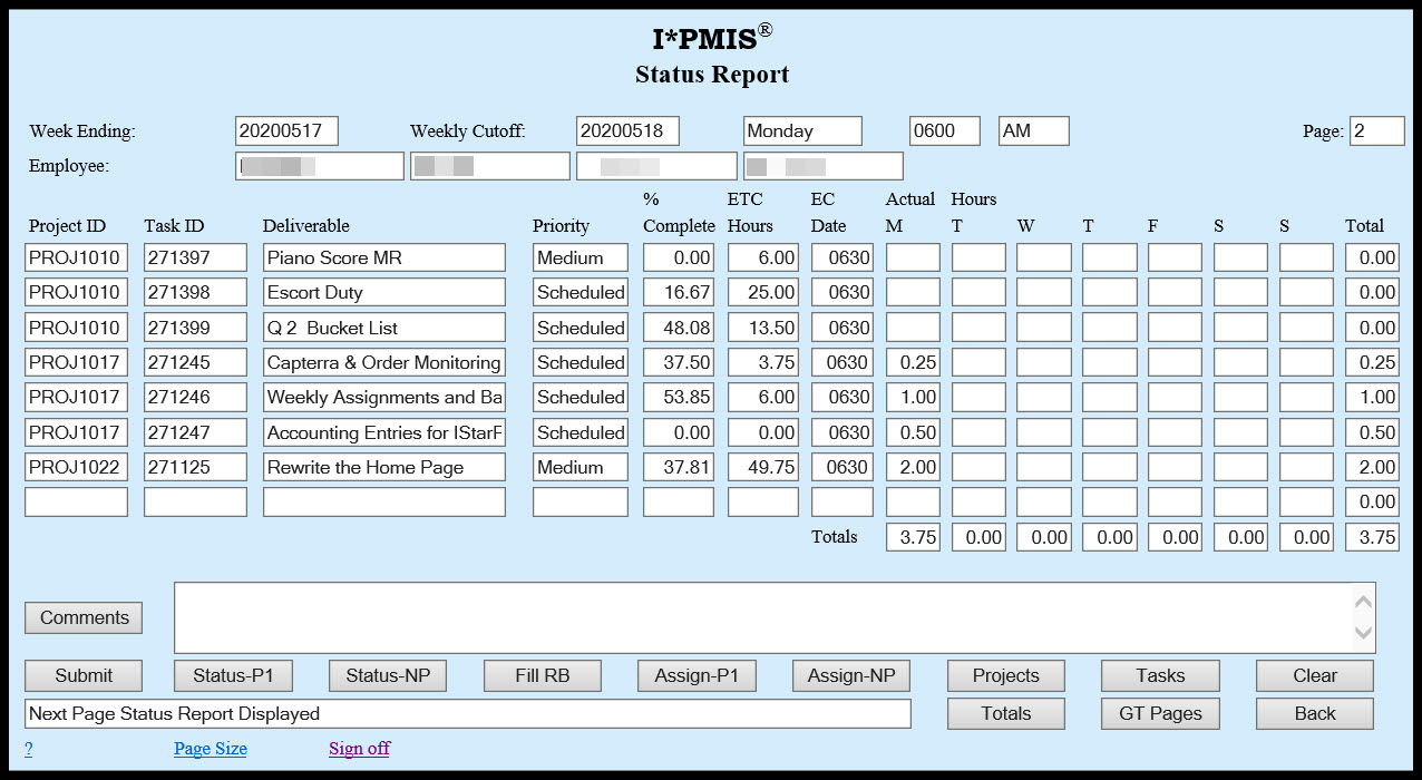 Status Report